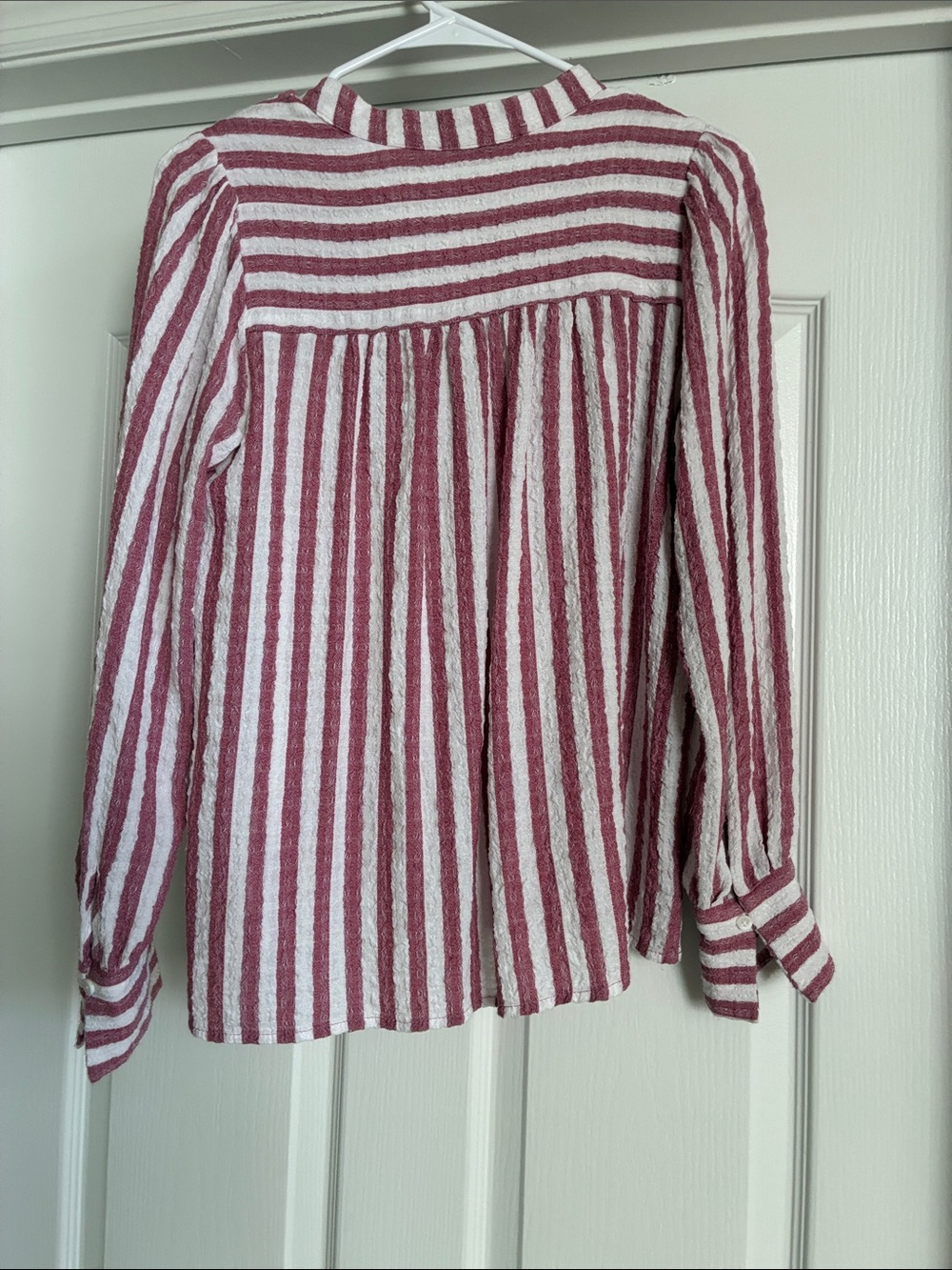 Coastal Jane & Delancey X Anthro Striped V-Neck Top Nautical Normcore Oversized - Picture 6 of 6